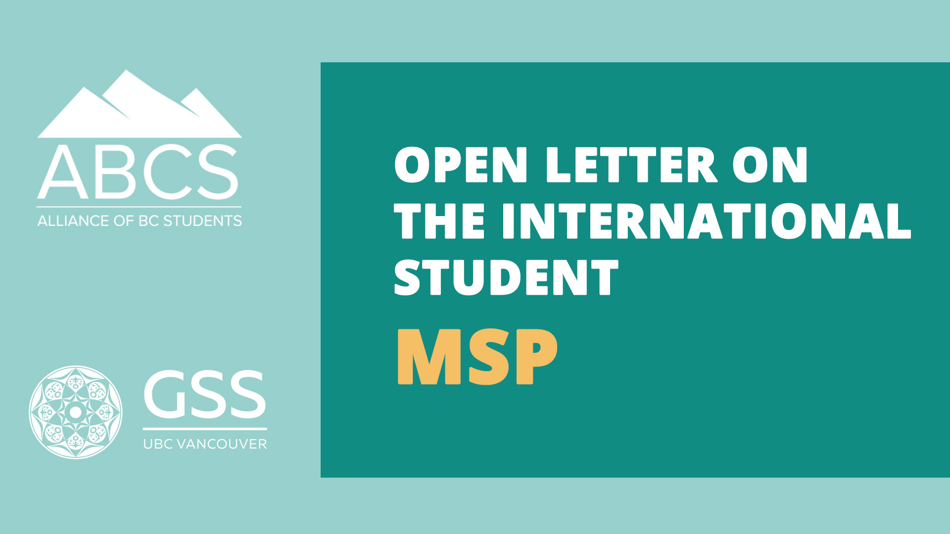 Open Letter on the Changes to the MSP for International Students